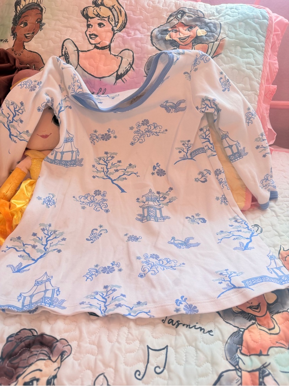 The Beaufort Bonnet Company Blue & White Printed Girls Nightgown